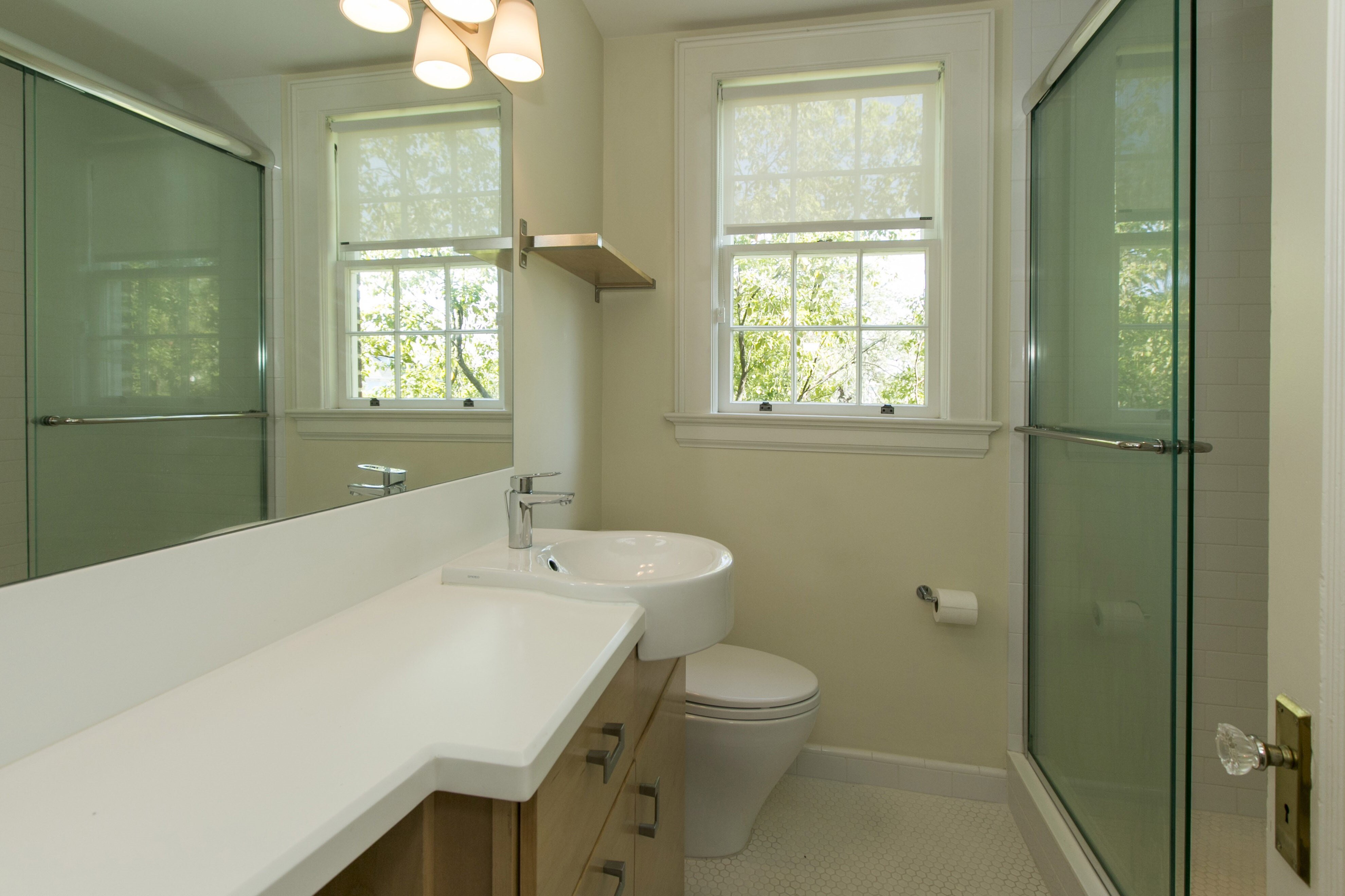 Bathroom with glass shower enclosure